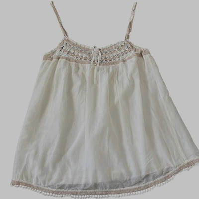 BCBGMAXAZRIA Women's Lace Cami Tank Small White Coquette Bow Feminine Crochet - Image 1 of 4