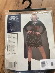 Adult Fancy Dress Costume Gothic Midnight Vampire Lady Size UK 18/20 New with ta - Picture 1 of 9