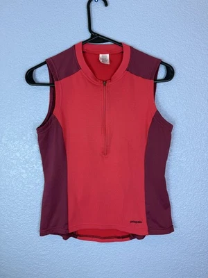 Camiseta deportiva de ciclismo Patagonia para mujer pequeña roja púrpura sin mangas camisa de bicicleta malla EE. UU. Foto 1 de 4