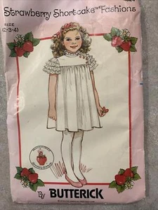 VTG 1980 Strawberry Shortcake Sewing Pattern Butterick Girls Dress Uncut Sz 2-4 - Picture 1 of 5