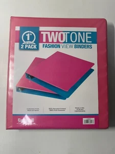 Samsill U38947 TwoTone Fashion View Binders 1" 225 sheets 2-Pack Blue and Pink - Picture 1 of 1