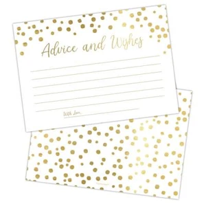 Set Of 50 Gold Advice And Wishes Cards For The Bride And Groom New Mr And Mrs Ba - Picture 1 of 7