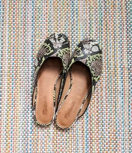 Madewell The Erica Square Peep Toe Mule in Snake Embossed Leather Size 8.5 - Picture 1 of 5