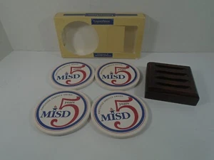 LOTE DE 4 POSAVASOS Y SOPORTE DE MADERA PREMIO SERVICIO AL EMPLEADO PIEDRA-MISD 5 AÑOS - Imagen 1 de 7