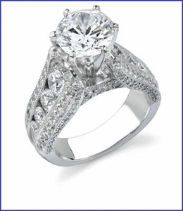 Gorgeous Large 2.25ct Diamond 18K White Gold Designer Engagement Semi Mount  - Picture 1 of 3