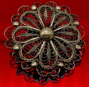 Beautiful Vintage 925 Sterling Silver Flower Design Pin Lapel Brooch 9.97g - Picture 1 of 9