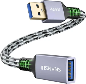 Short USB 3.0 Extension Cable, 1Ft Aluminum Nylon Braided USB Extender - Picture 1 of 7