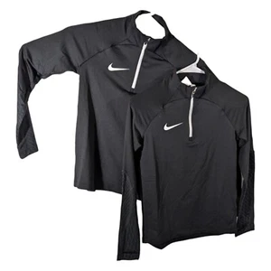 Kids Nike Youth Medium Black White 1/4 Zip Long Sleeve Shirt 2 Shirts Thumb Loop - Picture 1 of 9