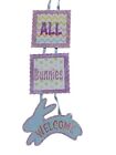 New! "All Bunnies Welcome" Easter Bunny Dangle Wall Door Decoration 21" Glitter