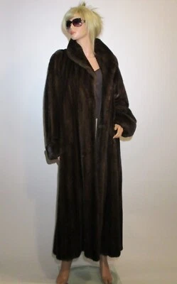 Abrigo de piel de visón NEIMAN MARCUS largo completo maxi natural hembra caoba talla M-L Foto 1 de 4