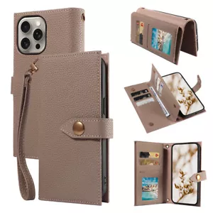 Custodia cellulare in vera pelle portafoglio supporto magnetico custodia scomparto per carte custodia per iPhone - Foto 1 di 13