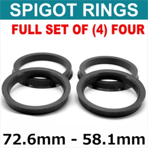 72.6 - 58.1 SPIGOT RINGS SET OF 4 For Alloy Wheel Hub Centric wheel spacer - Picture 1 of 5