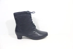 Beacon Women Boots New sz 9 wide Vintage Style Shoes Faux Leather Lace Up blue - Picture 1 of 10