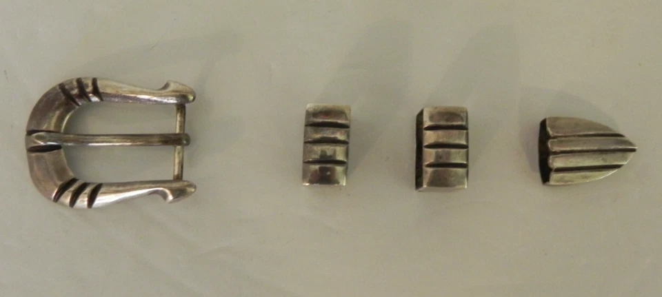 Ray Adakai Vintage Navajo Native American Jewelry Silver Ranger Belt Buckle Set - Image 1 of 4