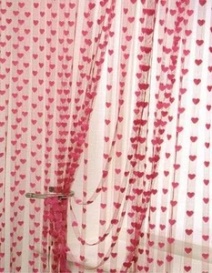 PANEL DE CORTINA DE CUERDA LOVE HEARTS ~ Rosa Blanco Marfil o Negro - Imagen 1 de 1