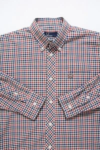 Fred Perry Men's Gingham Check Shirt Long Sleeve Small Size Red White Blue - Picture 1 of 14