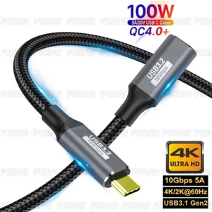 USB3.2 Extension Cable USB-C 4K 10Gbps PD100W Male to Female Type C Extend Cable - Picture 1 of 14