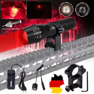 ROTLICHT Outdoor Nachtsicht Zoom LED Taschenlampe Jagd Lampe Rote Fackel Akku DE - Bild 1 von 14