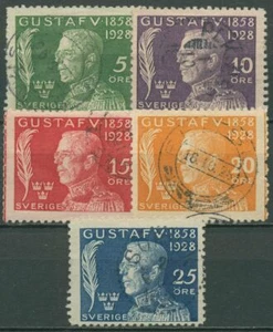 Suecia 1928 70 Cumpleaños Rey Gustavo V. 208/12 Sellado - Imagen 1 de 1