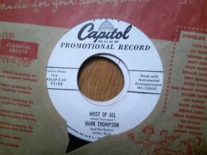 PROMO CAPITOL 45 RECORD/HANK THOMPSON/SIMPLE SIMON/MOST OF ALL/EX/EX+ - Picture 1 of 2