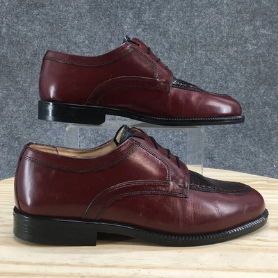 Stanley Blacker Shoes Mens 9.5 W Handmade Apron Toe Oxford Maroon Leather Italy - Image 1 of 4