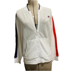 Tommy Hilfiger Sport Womens Jacket Preppy Net Mesh Workout Swim Athleisure S - Picture 1 of 12