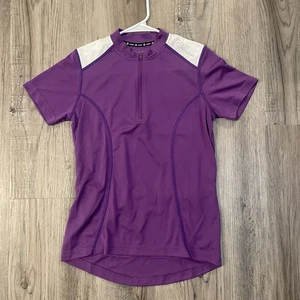 Canari maglia donna essenziale ciclismo viola imperiale 1/4 zip tasche laterali - Foto 1 di 10