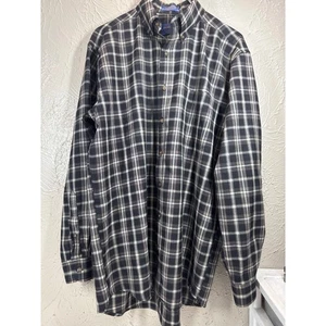 Pendleton Shirt Mens Virgin Wool Black White Plaid Long Sleeve Size Medium Long - Picture 1 of 5