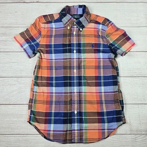 Ralph Lauren Polo Cotton Madras Plaid Button Down Short Sleeve Shirt Boys Size 7 - Picture 1 of 9