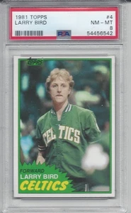 Topps Basketball #4 Larry Bird 1981 PSA 8 casi nuevo-como nuevo Celtics Hof nuevo estuche perfecto (d) - Imagen 1 de 2