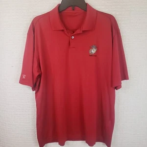 US Marine Corps Embroidered Red Polo Shirt USMC Logo Licensed Mens L Red Antigua - Bild 1 von 14