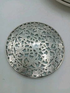 Vintage Webster Sterlingsilber Glas Überfang Untersetzer Teekanne Untersetzer Antik - Bild 1 von 3