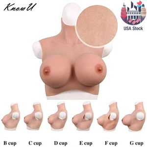 US Realistic Silicone Breast Forms Fake Boobs Breast Plate For Cosplay - Picture 1 of 19