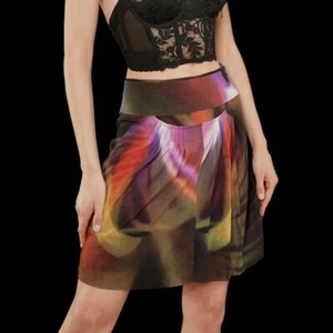 Vivienne Tam Mesh Graphic Skirt Small Multicolored Y2K - Picture 1 of 5