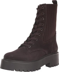 Sam Edelman Evina Chocolate Brown Lace Up Rounded Toe Chunky Heeled Ankle Boots - Picture 1 of 6