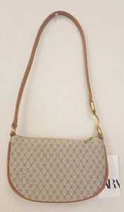 BNWT Zara Brown Mini Purse Handbag Metal Trim Tweed /RG59/12 - Picture 1 of 6