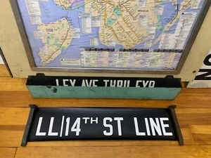 NY NYC SUBWAY ROLL SIGN 24"X5" LL TRAIN 14TH STREET STUYVESANT TOWN MEATPACKING - Picture 1 of 6