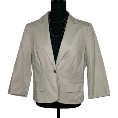 Calvin Klein Cream Blazer 1 Button 3/4 Sleeve Stretch RN#54163 Fashion size 12 - Image 1 of 4
