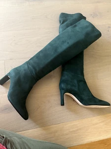 Authentic Tamara Mellon English Green Goat soft Suede over the knee boots - Picture 1 of 17