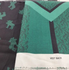 Cranston VIP Buffalo Check Fabric Dream Spinners Moose Vest Green Panel Vtg NOS - Picture 1 of 10