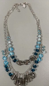 WHBM White House Black Market Necklace Dangle Beaded Tassle Chain Clasp Costume - Picture 1 of 9
