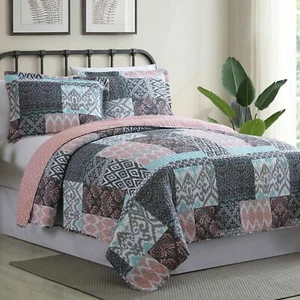 Modern Threads Reversible 2-piece 100% Cotton Quilt Set - Twin () - Picture 1 of 3