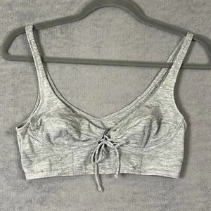 Intimately Free People Bralette Womens Size Small Petite Gray Tie Front Pullover - Picture 1 of 12