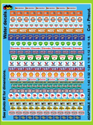 Decals Decals 240 x SPONSORS | OIL GASOLINE water slide | car racing slot - Image 1 of 4