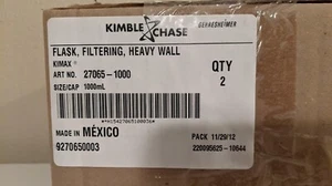*2x Kimble KIMAX Glass 1000mL 1L Filter Filtering Flask Plastic Tubulation 27065 - Picture 1 of 9
