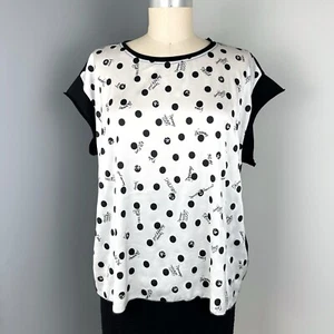 Deha Women's Feeling Feminine Polka Dot T-Shirt Black and White Size M - Picture 1 of 8