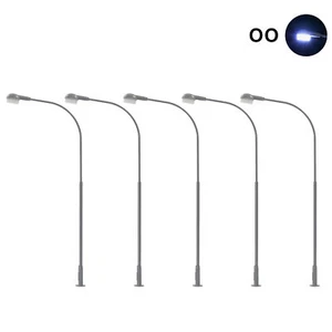 5 pezzi modellini treni scala OO 1:76 lampione metallo lampione bianco luminoso paralume led - Foto 1 di 6