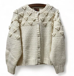 Suéter Cargidan de Lana De Colección Mediano Clásico Marfil Tejido Bobble Boston Traders M - Imagen 1 de 3