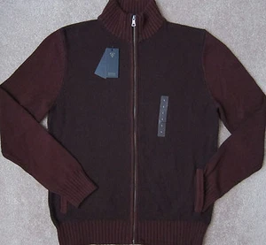 GUESS ( Foncé Cerise / Chambord Multi ) Tressé Cardigan Zippé / Pull Homme Nwt - Picture 1 of 4