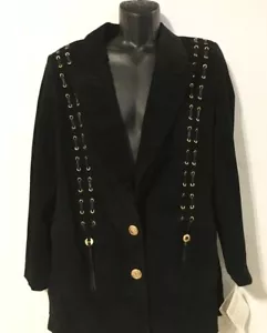 Atlantic Beach Vintage Women's Black Leather Jacket - L, NOS - Picture 1 of 6